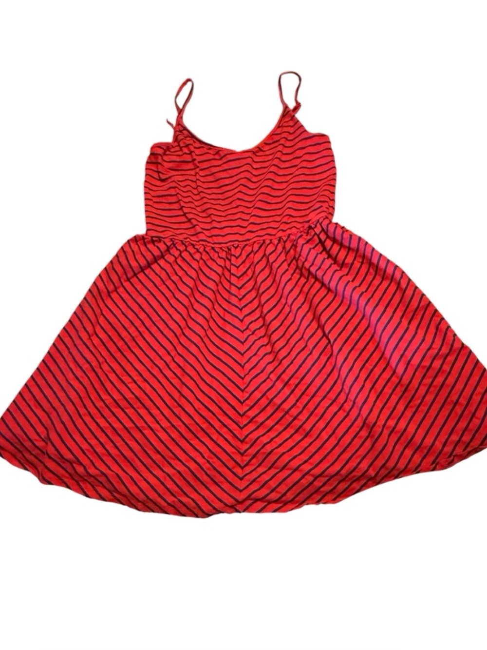 Aeropostale Red and Black Striped Spaghetti Strap Dress